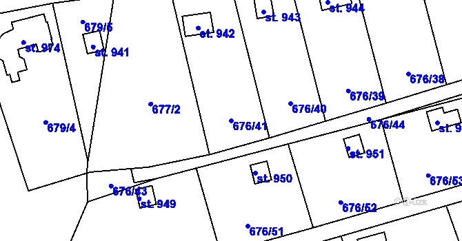 Parcela st. 676/41 v KÚ Brandýsek, Katastrální mapa