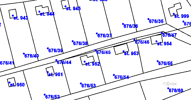 Parcela st. 676/45 v KÚ Brandýsek, Katastrální mapa