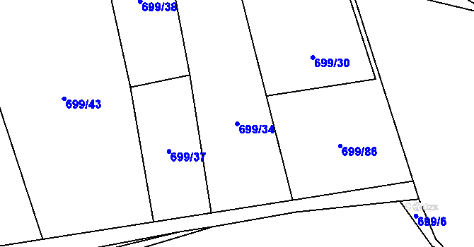 Parcela st. 699/34 v KÚ Brandýsek, Katastrální mapa