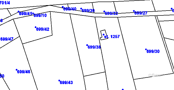Parcela st. 699/38 v KÚ Brandýsek, Katastrální mapa