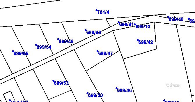 Parcela st. 699/47 v KÚ Brandýsek, Katastrální mapa