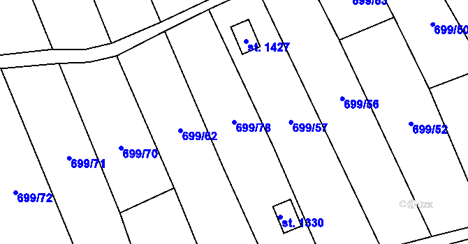 Parcela st. 699/78 v KÚ Brandýsek, Katastrální mapa