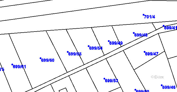 Parcela st. 699/54 v KÚ Brandýsek, Katastrální mapa