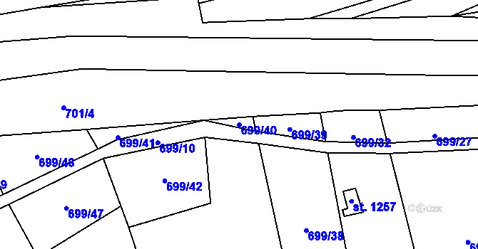 Parcela st. 699/40 v KÚ Brandýsek, Katastrální mapa