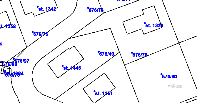 Parcela st. 676/49 v KÚ Brandýsek, Katastrální mapa