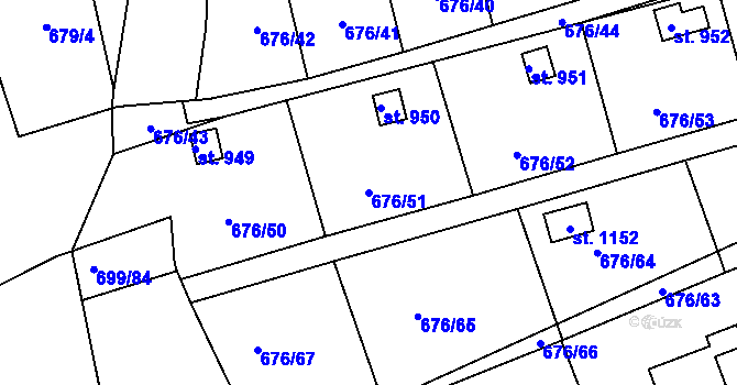 Parcela st. 676/51 v KÚ Brandýsek, Katastrální mapa