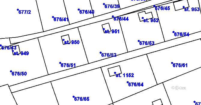 Parcela st. 676/52 v KÚ Brandýsek, Katastrální mapa