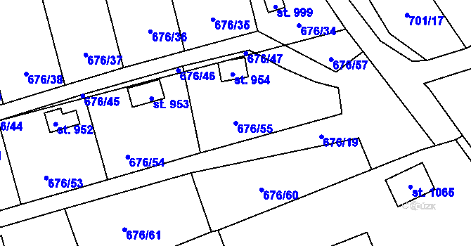 Parcela st. 676/55 v KÚ Brandýsek, Katastrální mapa
