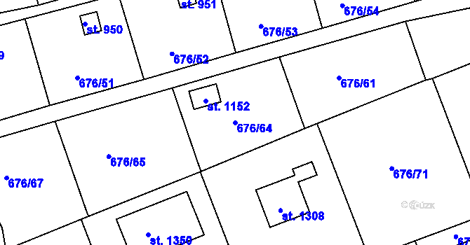 Parcela st. 676/64 v KÚ Brandýsek, Katastrální mapa