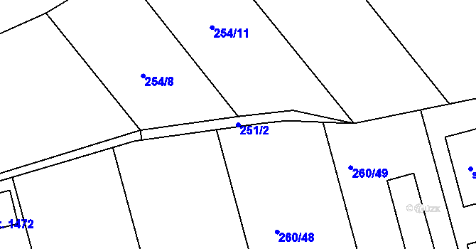 Parcela st. 251/2 v KÚ Brandýsek, Katastrální mapa