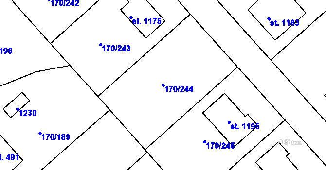Parcela st. 170/244 v KÚ Brandýsek, Katastrální mapa