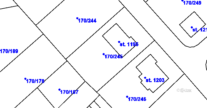 Parcela st. 170/245 v KÚ Brandýsek, Katastrální mapa