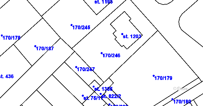 Parcela st. 170/246 v KÚ Brandýsek, Katastrální mapa
