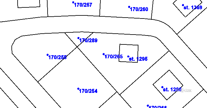 Parcela st. 170/265 v KÚ Brandýsek, Katastrální mapa