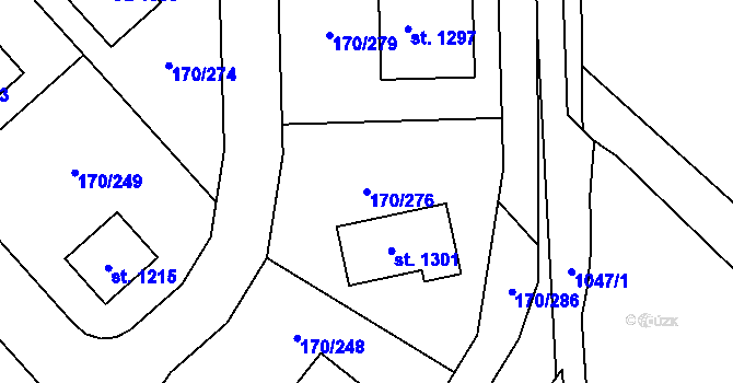 Parcela st. 170/276 v KÚ Brandýsek, Katastrální mapa