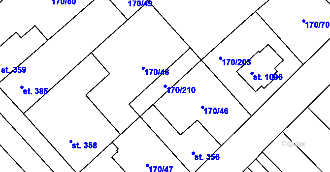 Parcela st. 170/210 v KÚ Brandýsek, Katastrální mapa