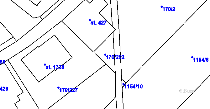 Parcela st. 170/292 v KÚ Brandýsek, Katastrální mapa