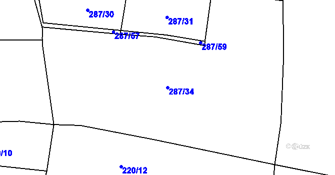 Parcela st. 287/34 v KÚ Brandýsek, Katastrální mapa