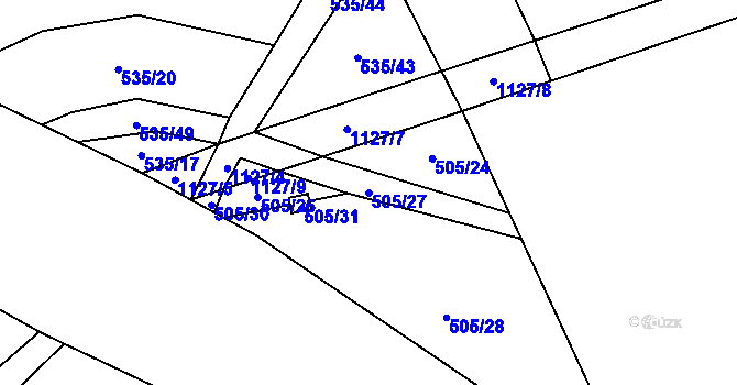 Parcela st. 505/27 v KÚ Brandýsek, Katastrální mapa