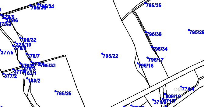 Parcela st. 795/22 v KÚ Brandýsek, Katastrální mapa