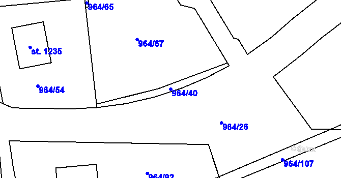Parcela st. 964/40 v KÚ Brandýsek, Katastrální mapa