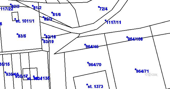 Parcela st. 964/45 v KÚ Brandýsek, Katastrální mapa