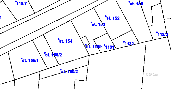 Parcela st. 1189 v KÚ Brandýsek, Katastrální mapa