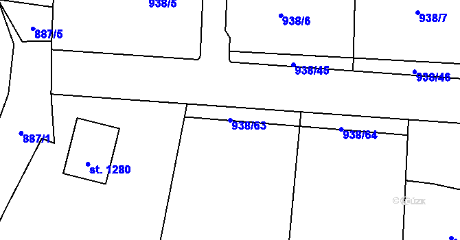 Parcela st. 938/63 v KÚ Brandýsek, Katastrální mapa