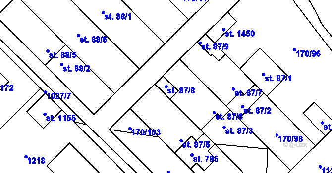 Parcela st. 87/8 v KÚ Brandýsek, Katastrální mapa