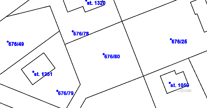 Parcela st. 676/80 v KÚ Brandýsek, Katastrální mapa