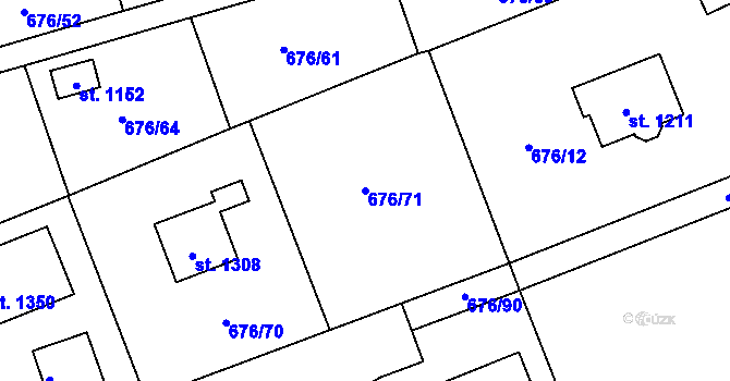 Parcela st. 676/71 v KÚ Brandýsek, Katastrální mapa