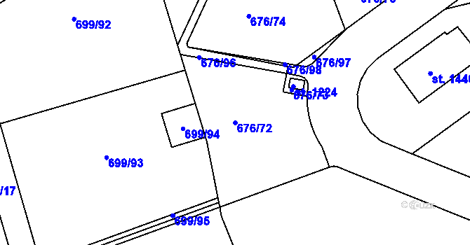 Parcela st. 676/72 v KÚ Brandýsek, Katastrální mapa
