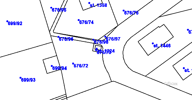 Parcela st. 676/73 v KÚ Brandýsek, Katastrální mapa