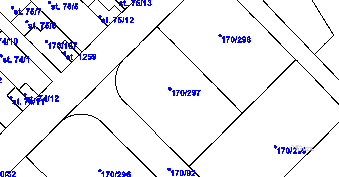 Parcela st. 170/297 v KÚ Brandýsek, Katastrální mapa