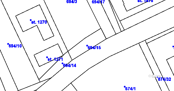 Parcela st. 694/15 v KÚ Brandýsek, Katastrální mapa
