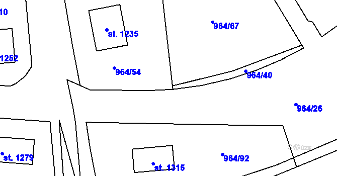 Parcela st. 964/68 v KÚ Brandýsek, Katastrální mapa