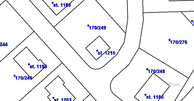 Parcela st. 1215 v KÚ Brandýsek, Katastrální mapa