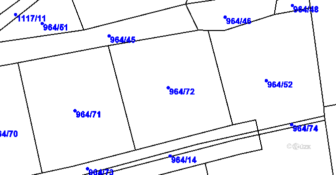 Parcela st. 964/72 v KÚ Brandýsek, Katastrální mapa