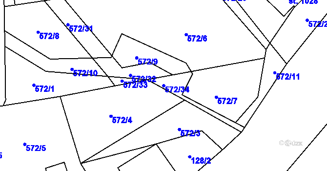 Parcela st. 572/34 v KÚ Brandýsek, Katastrální mapa