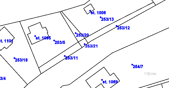 Parcela st. 253/21 v KÚ Brandýsek, Katastrální mapa