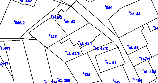 Parcela st. 42/1 v KÚ Brandýsek, Katastrální mapa