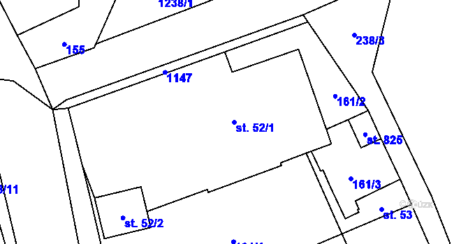 Parcela st. 52/1 v KÚ Brandýsek, Katastrální mapa