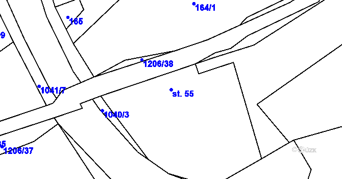 Parcela st. 55 v KÚ Brandýsek, Katastrální mapa