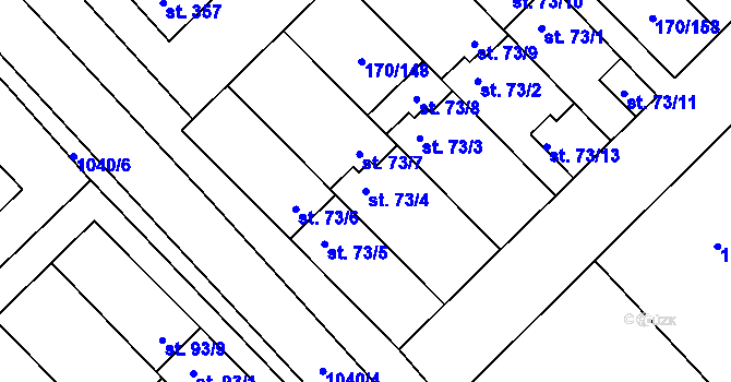 Parcela st. 73/4 v KÚ Brandýsek, Katastrální mapa