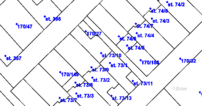 Parcela st. 73/10 v KÚ Brandýsek, Katastrální mapa