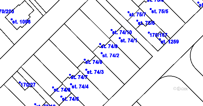 Parcela st. 74/2 v KÚ Brandýsek, Katastrální mapa