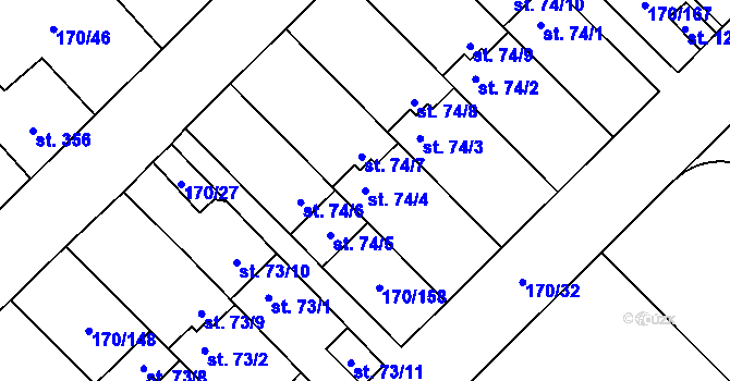 Parcela st. 74/4 v KÚ Brandýsek, Katastrální mapa