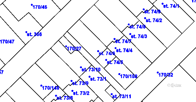 Parcela st. 74/6 v KÚ Brandýsek, Katastrální mapa