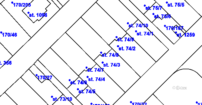 Parcela st. 74/8 v KÚ Brandýsek, Katastrální mapa