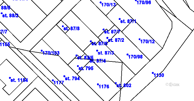 Parcela st. 87/3 v KÚ Brandýsek, Katastrální mapa